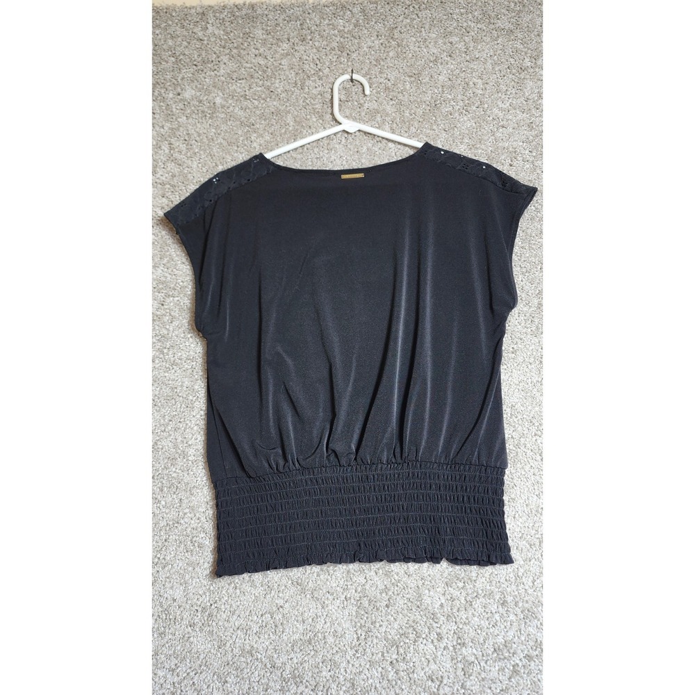 NWT Michael Kors Women's Black Sleeveless Top Smocked Hem Casual Workwear Small - Picture 10 of 13